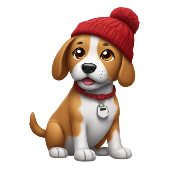 Dog wearing a beanie and shoes sticker