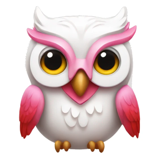 pink white owl with red owl lips sticker