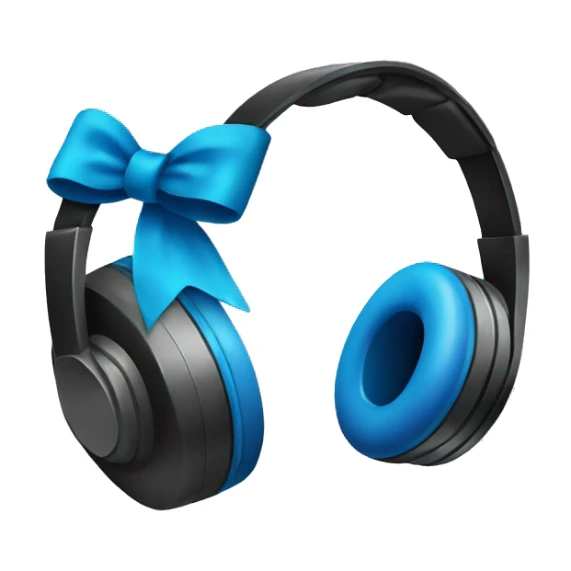 Headphones with a blue bow sticker