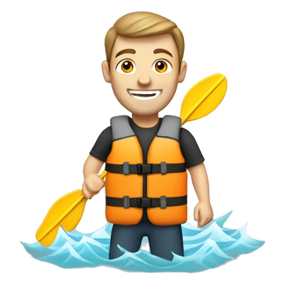 happy caucasian man wearing a kayaking lifejacket sticker