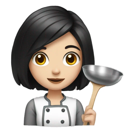 Pale girl with black hair cooking  sticker