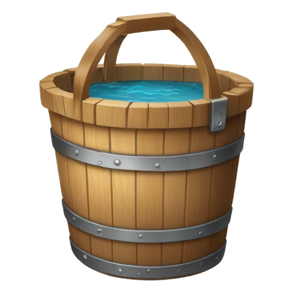 wooden bucket with water sticker