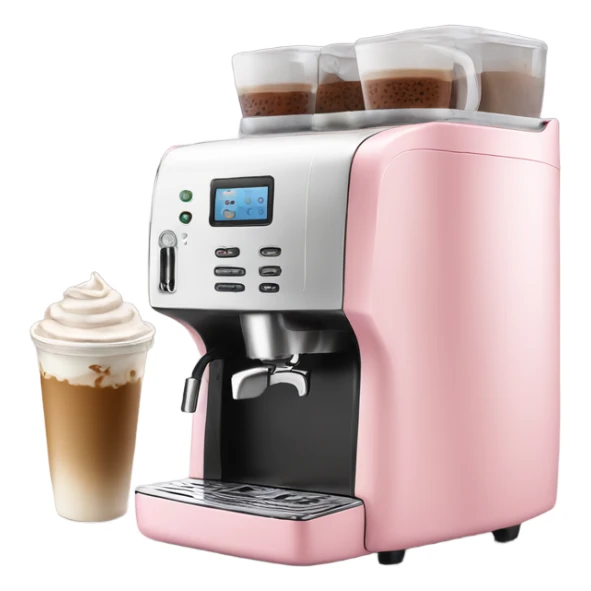 Light pink coffee machine and iced latte sticker