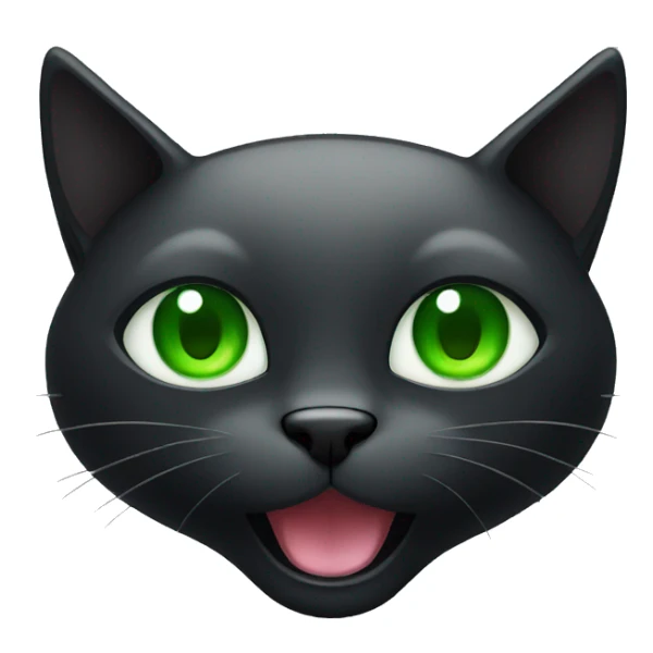 Black cat head with green eyes and open mouth sticker