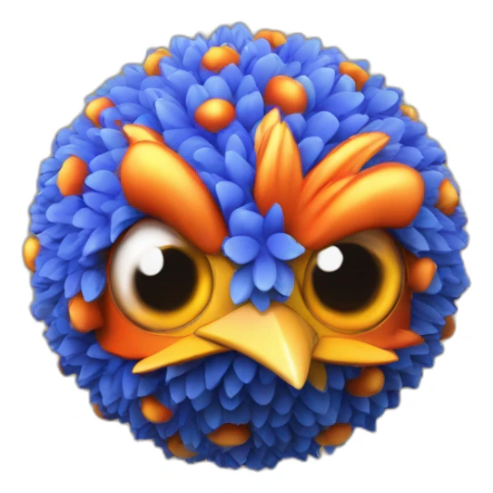 3d sphere with a cartoon whimsical cornflower Magma Cube skin texture with chicken eyes sticker