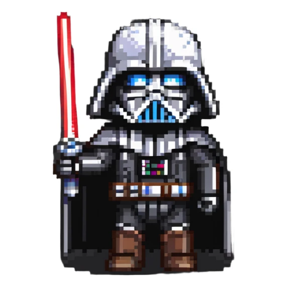 Oreo cookie wearing Darth Vader costume with helmet and lightsaber sticker