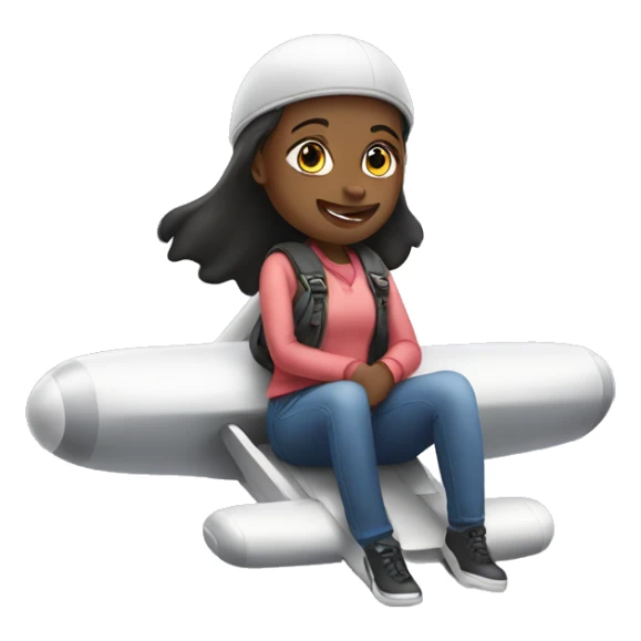 girl sitting on top of a plane sticker