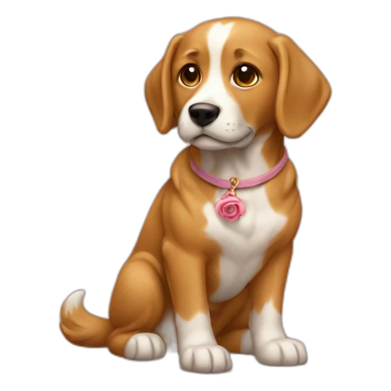 chat rose sur un chien en or sticker