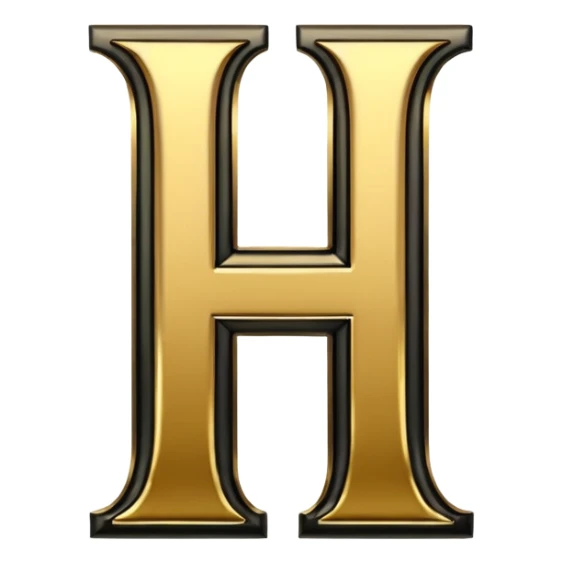 letter H in black and gold sticker