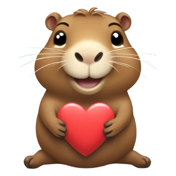 Capybara dando un corazón con sus manos mientras sonríe sticker