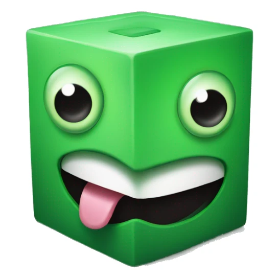 GrA green cube with eyes and tongue sticker