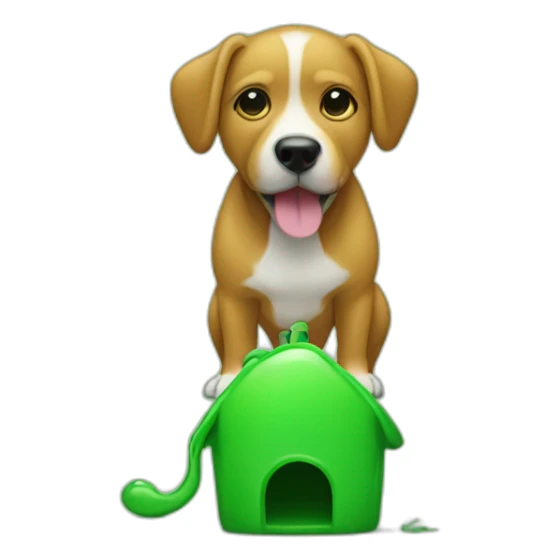 dog peeing in front of a green Mini sticker