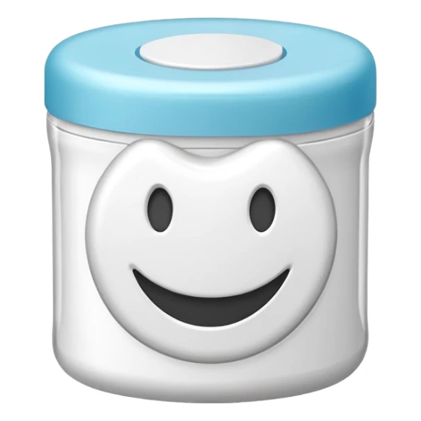 White Round plain pack of white dental floss with no smiley faces sticker