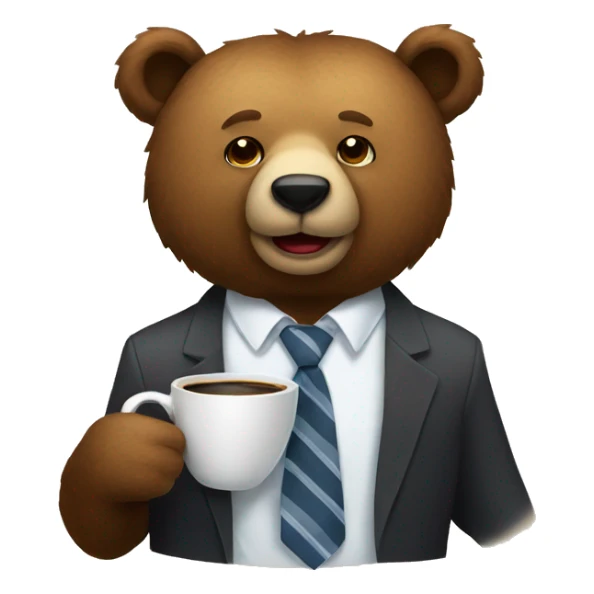 bear in a tie with a cup of coffee sticker