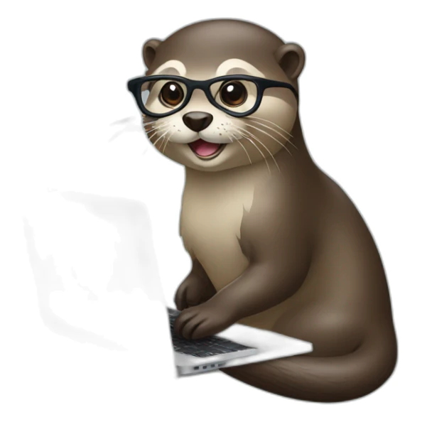 female vet otter with glasses use a macbook sticker