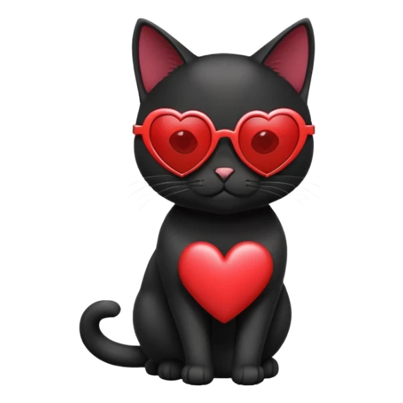 black cat wearing heart-shaped sunglasses sticker