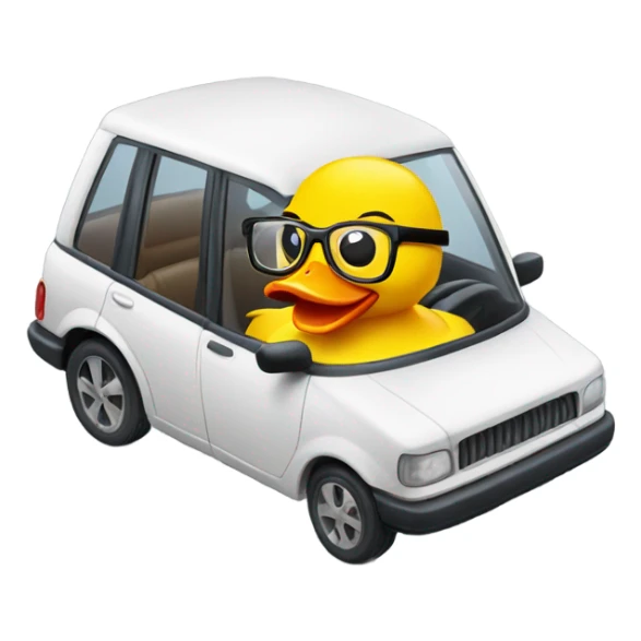Rubber duck with glasses in a car  sticker