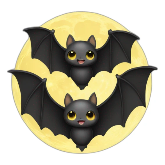 black baby bat wings in front of light yellow moon sticker