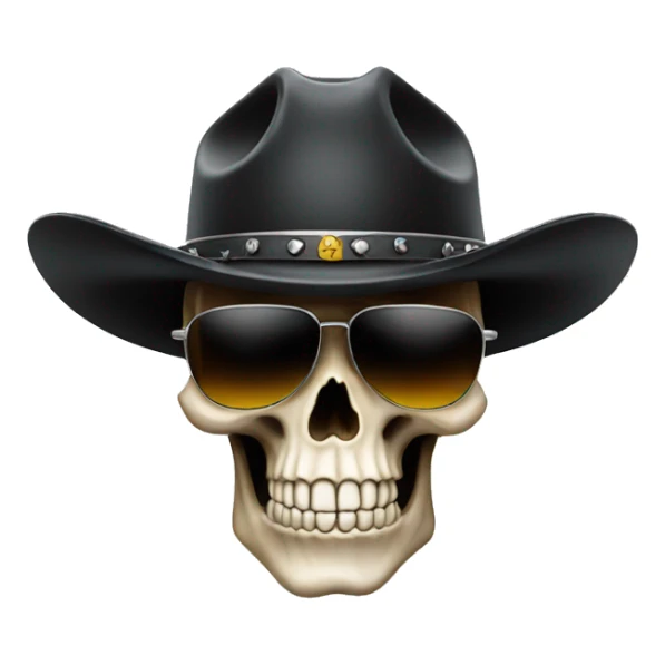 skull wearing sunglasses and a black cowboy hat sticker