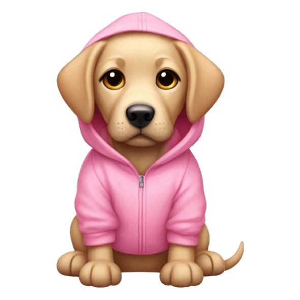 Mini labrador wearing pink hoodie sticker