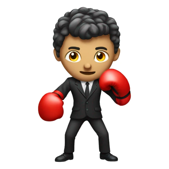 person in suit boxing photorealistic sticker