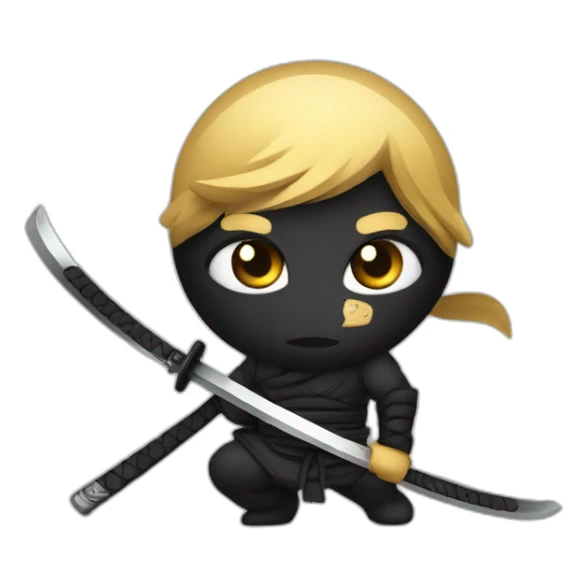 Ninja con tatuajes en el cuello y una katana en la espalda sticker