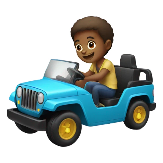kid in a electric toy jeep  sticker