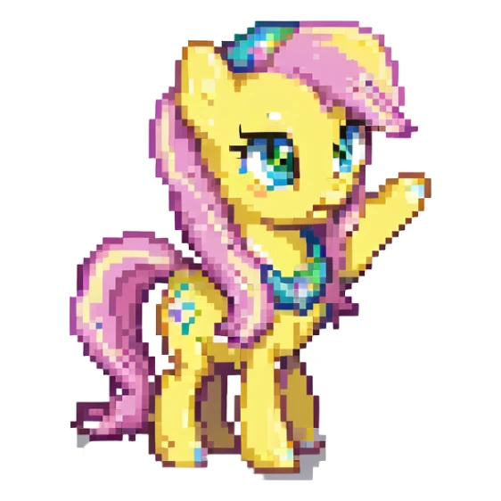 Fluttershy waving a hoof pixel art style sticker