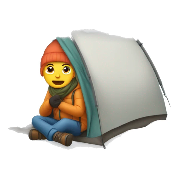 person camping in winter with snow background sticker