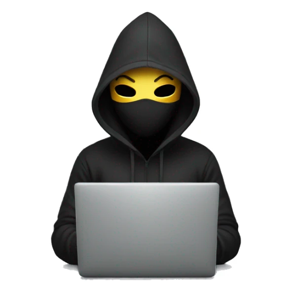 anonymous with laptop with black hoodie and having a mask  making money sticker