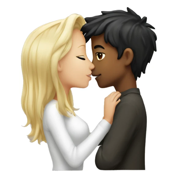Blond girl kissing dark hair white boy sticker
