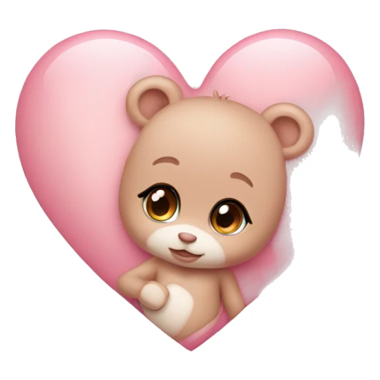 Baby pink heart with teddy  sticker