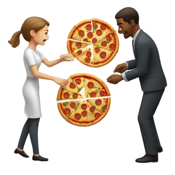 A woman throwing a pizza in a man’s face sticker