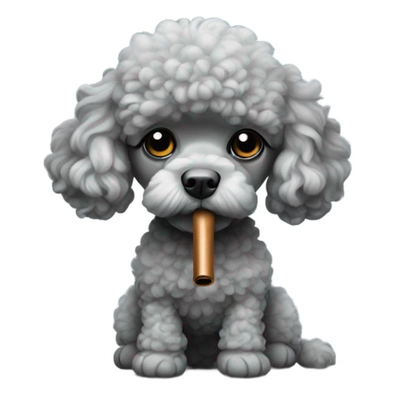 Sad gray toy poodle smoking a pipe  sticker
