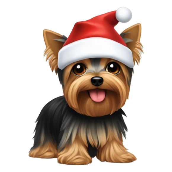Yorkie wearing a santa hat sticker