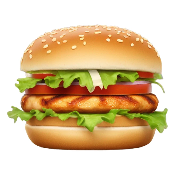 Grilled chicken burger with sesame seed bun sticker