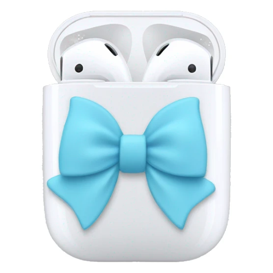 white airpod maxs with light blue bow sticker