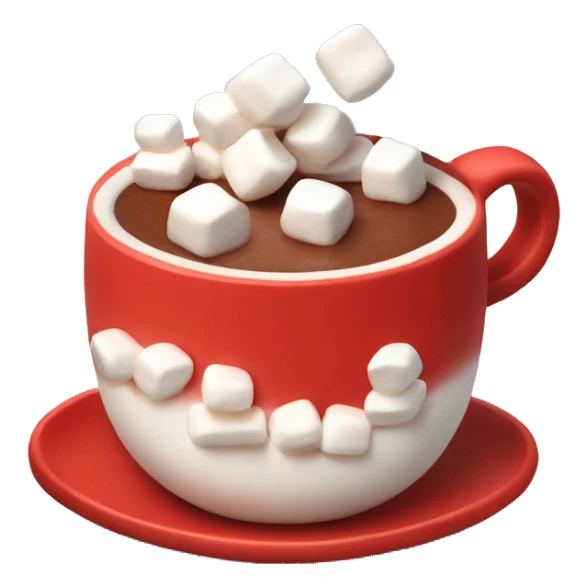 red mug of hot chocolate with marshmallows sticker