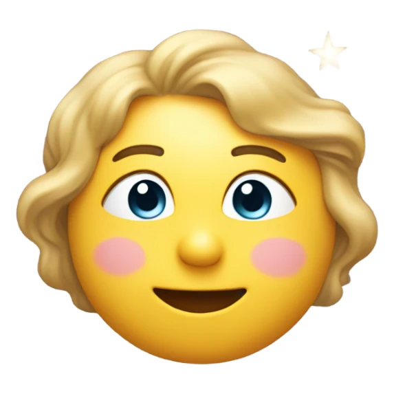 A face with sparkling eyes and a slight smile, gazing upward at a star. sticker