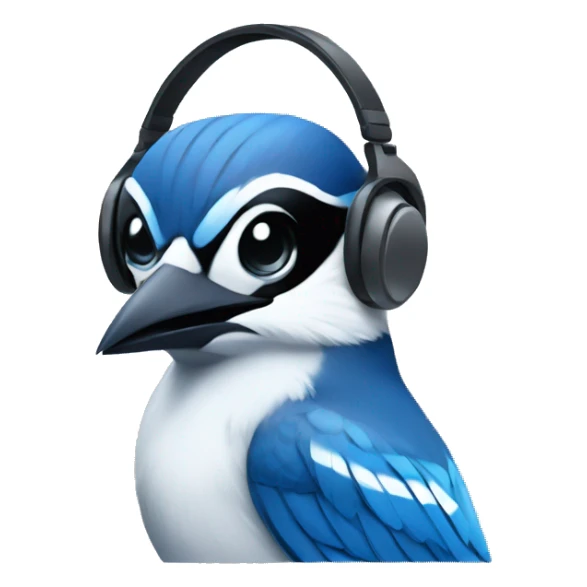 blue jay listening to music on headphones sticker