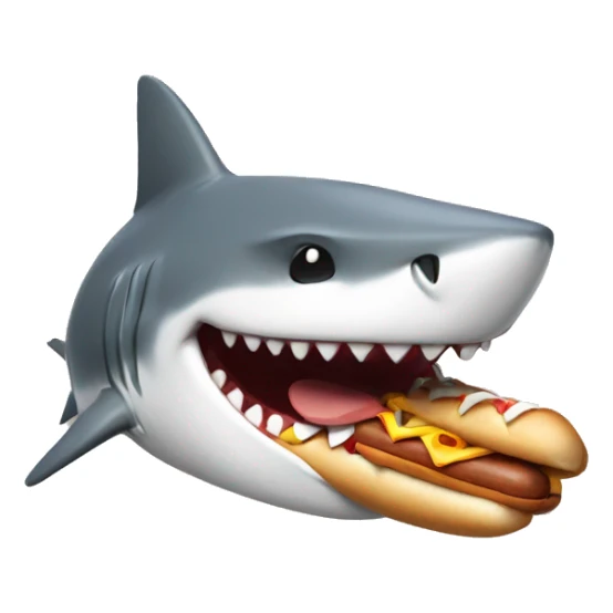 Laughing shark eating a hotdog sticker