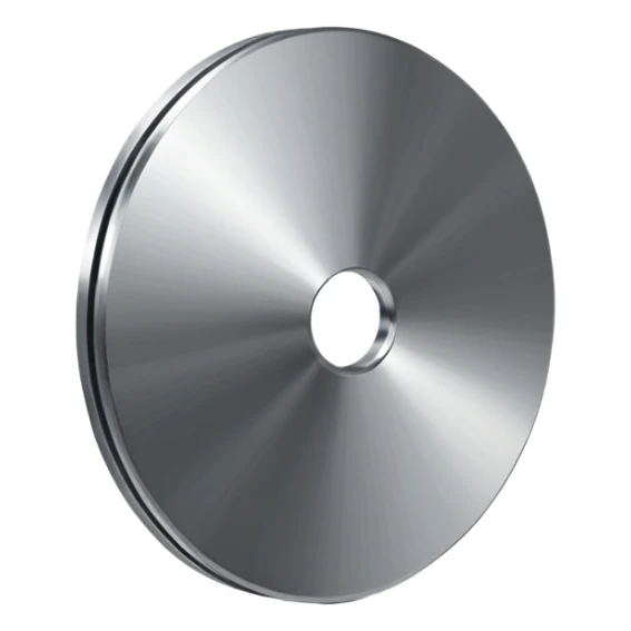 metallic disc emoji, brushed chrome surface, clean geometry, futuristic minimal 3D style, isolated on white sticker