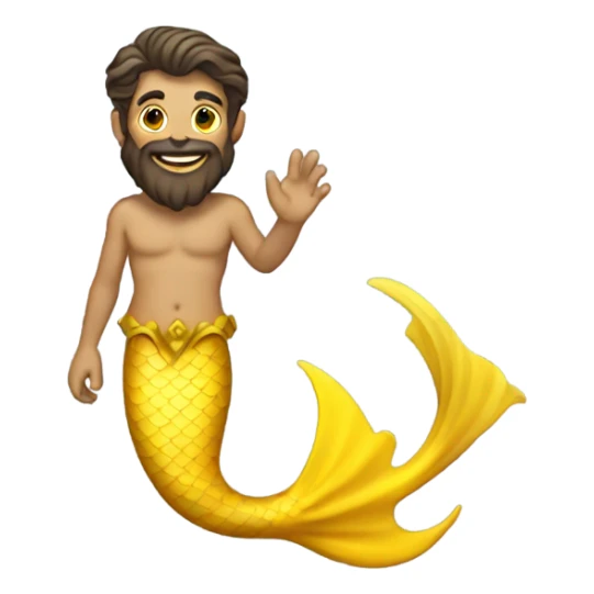 Tan Jewish merman with yellow mermaid tail sticker