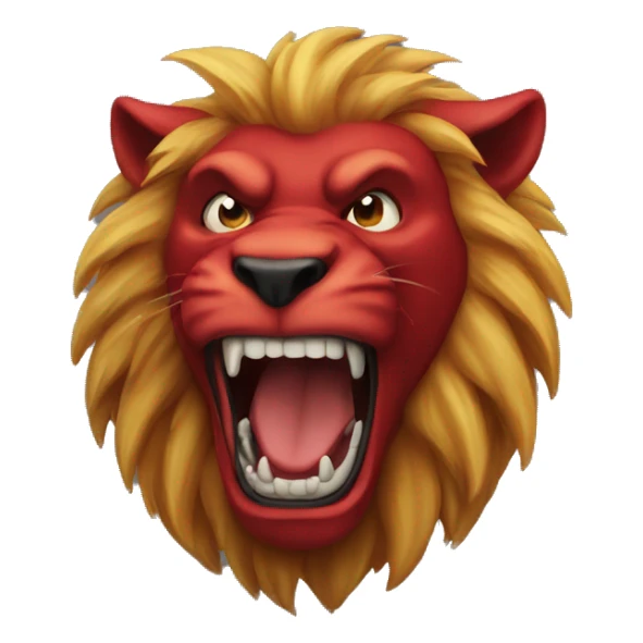 head of an evil red lion yelling sticker
