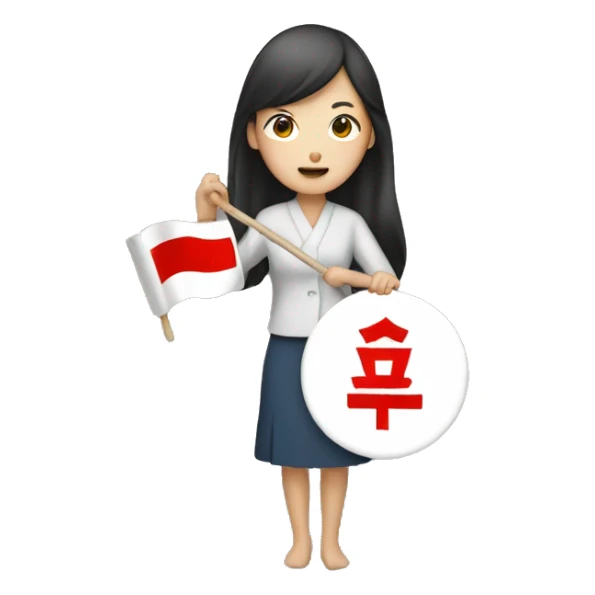 Korean woman holding 4B movement sign sticker