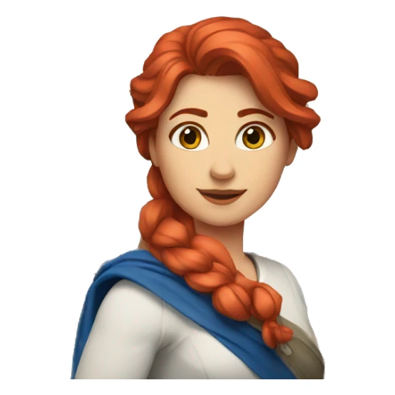 a red hair female on summit with greek flag sticker