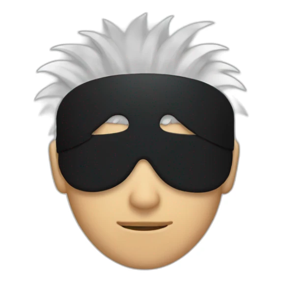white-haired young man with black blindfold covering his eyes , with spike hair sticker