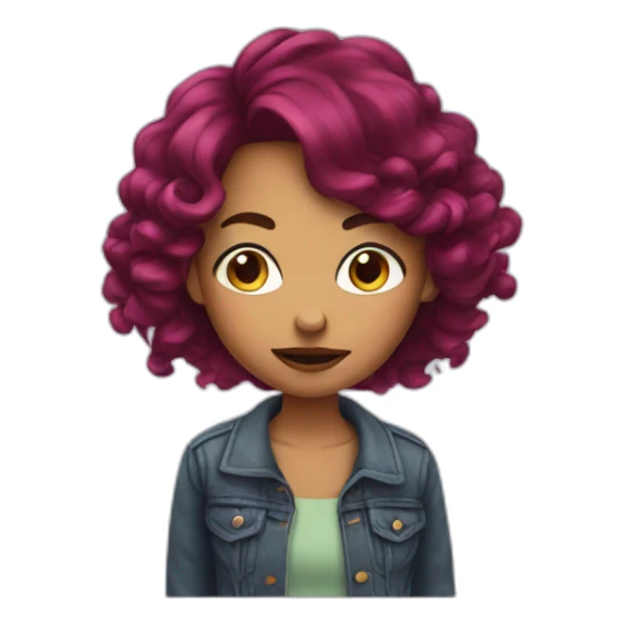 Girl maroon hair vaping sticker