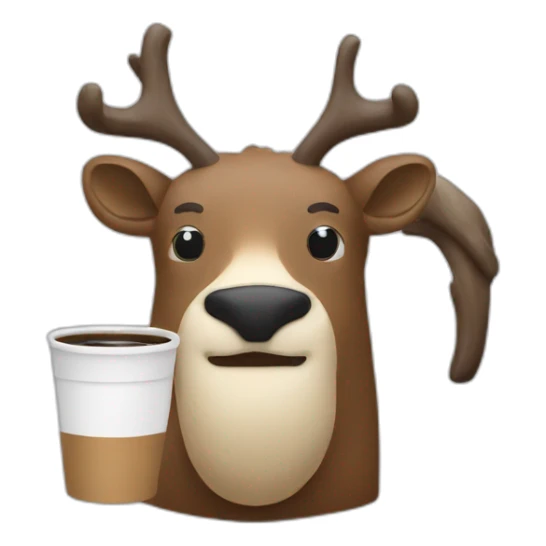 a caribou drinking coffee in a mug sticker