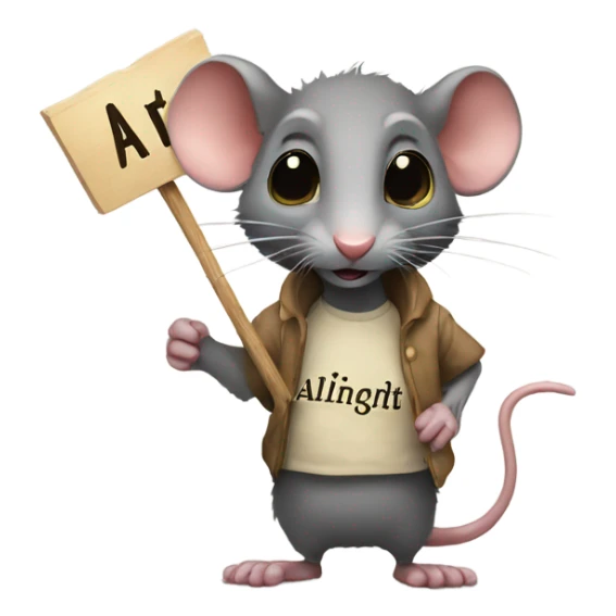 A rat holds a sign with the inscription "Alinght" sticker